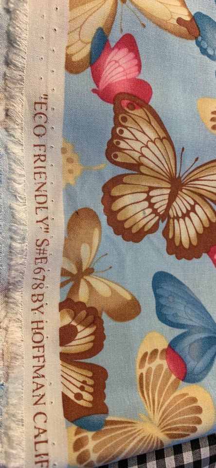 Hoffman California Screen print Butterflies Fabric 1yd and 30 inch long