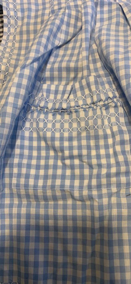 Handmade Blue Cutwork Gingham Apron