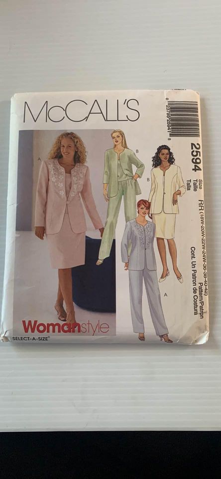 McCalls Misses Jacket Top Pants Skirt Pattern 2594 Sz 18w-42 - Uncut