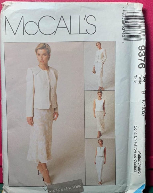 McCall’s Misses Lined Jacket Vest Pants & Skirt Pattern 9376 - Uncut