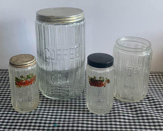 Vintage Hooiser Coffee Tea Spice Jars Set