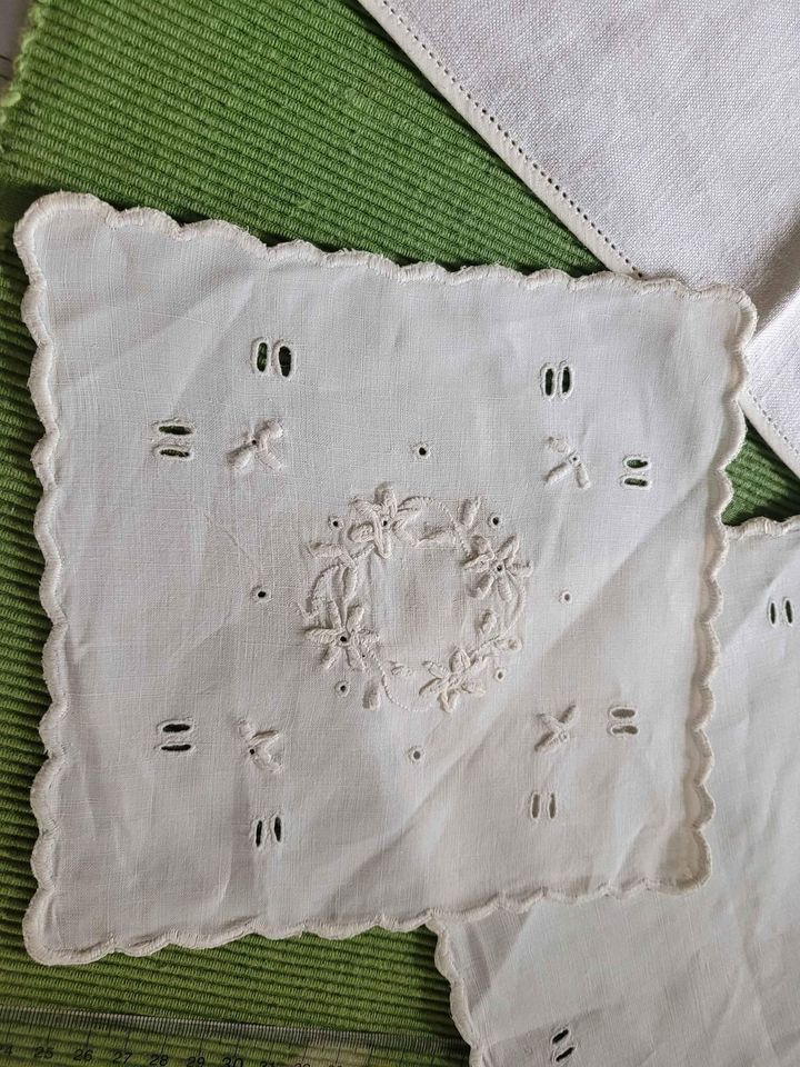 Vintage Embroidered & Cutwork Doilies Set Of 3 #9m