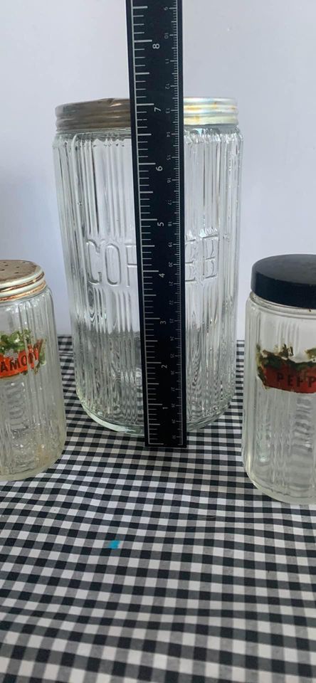 Vintage Hooiser Coffee Tea Spice Jars Set