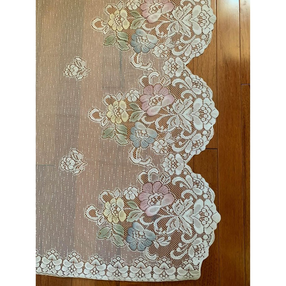 JC Penny White Lace Flower window curtain #6w