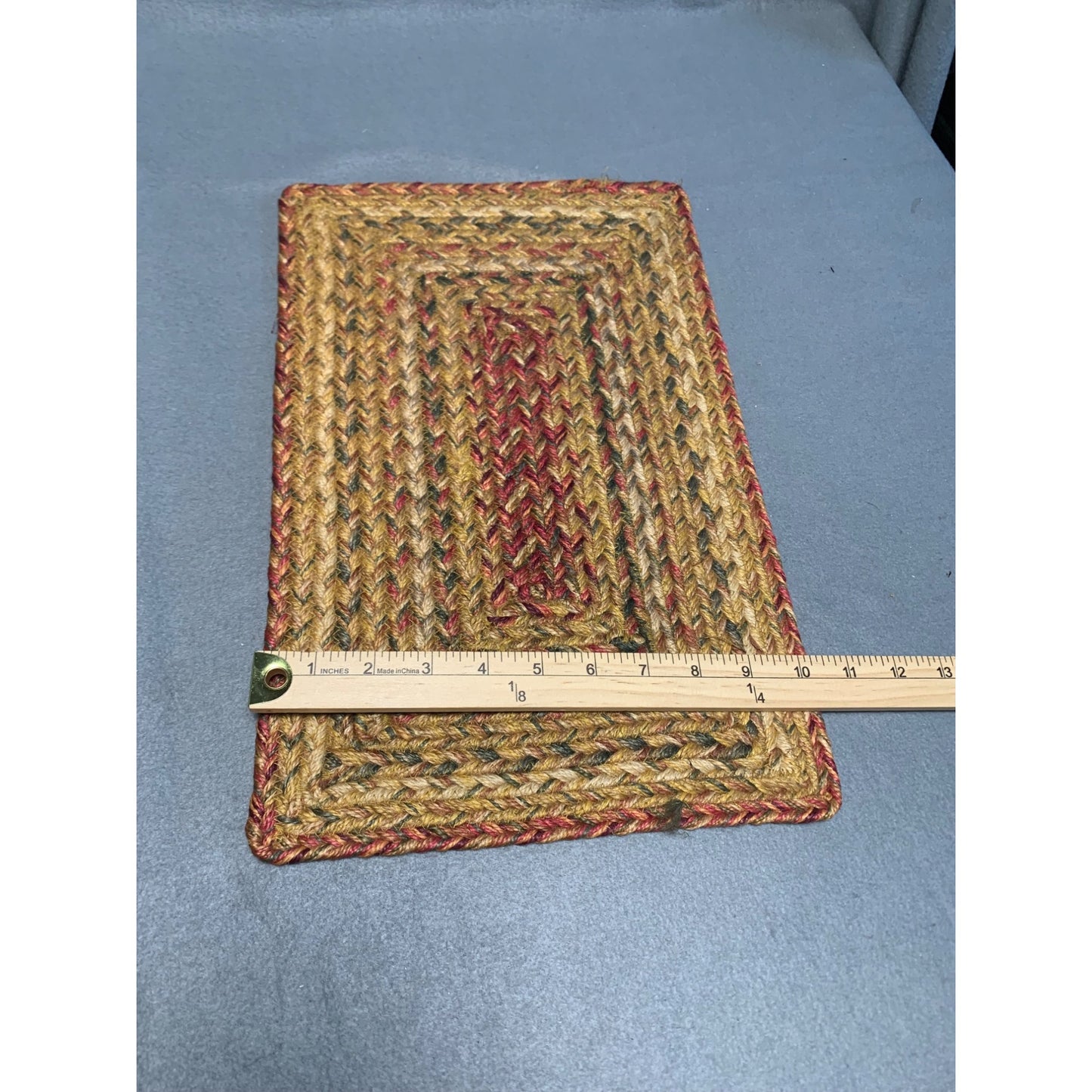 Rustic Braided Jute Table Mat - Multicolor - 16"x10" - Handmade Farmhouse Decor