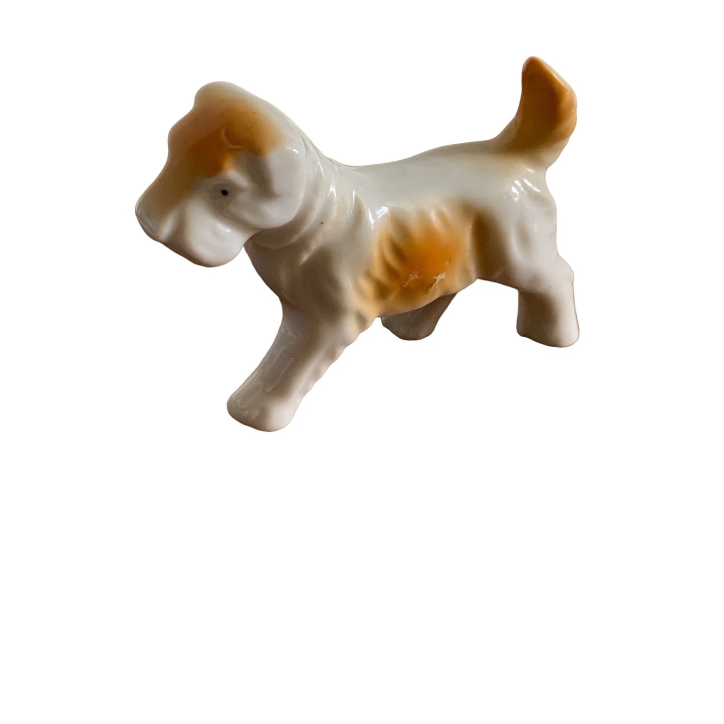 Vintage Dog brown and white Porcelain Figure stamped Japan