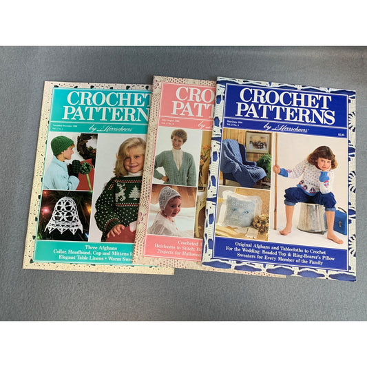 Vintage Crochet Patterns By Herrschners 1988 3 Magazines Afghans Sweaters