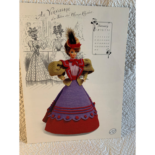 Annie's Calendar Bed Doll 1994 Miss January Doll Gown Crochet Pattern book