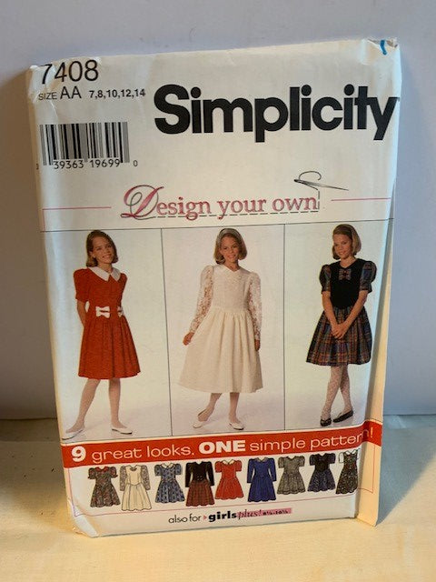 Simplicity Children dress pattern sz 7 to 14 7408 - uncut