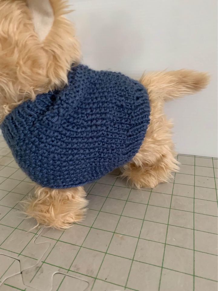 Blue Handmade Crocheted Dog Sweater - New