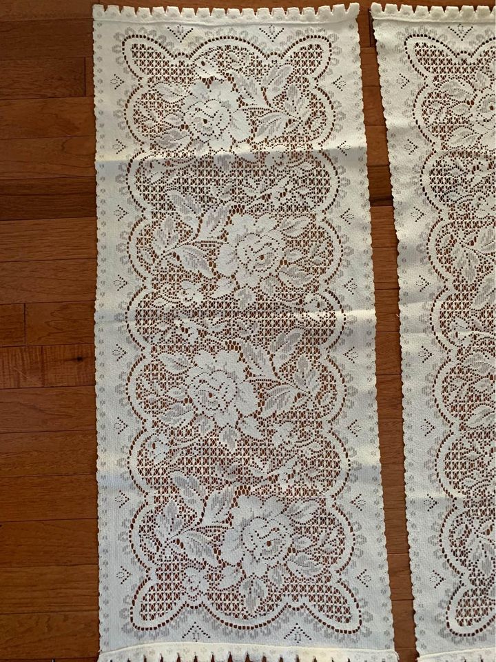 Vintage Doily Table Runner Set of 2 15”x35” #22t