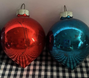 Vintage Shiny Brite Tear Drop glass tree ornament set #1