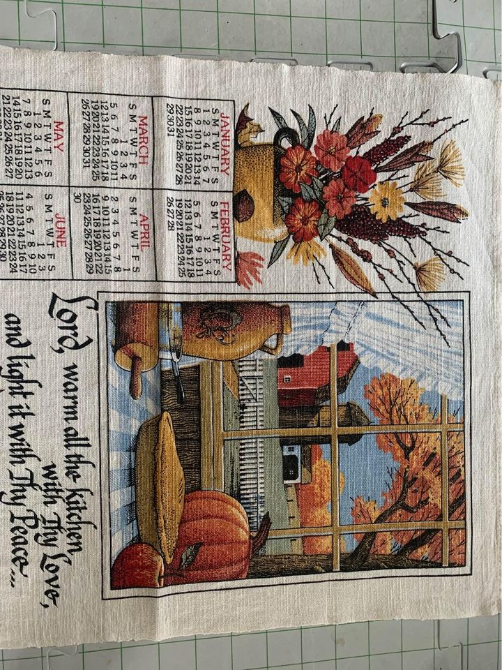 Vintage 1995 Kay Dee Calendar Linen Towel