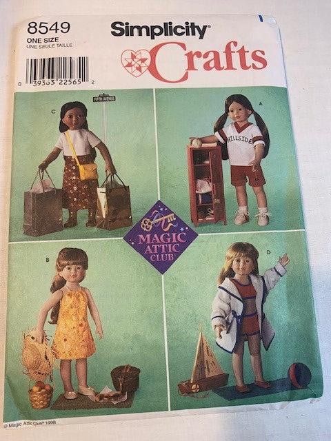 Simplicity Magic Attic Club Doll Clothes Pattern 8549