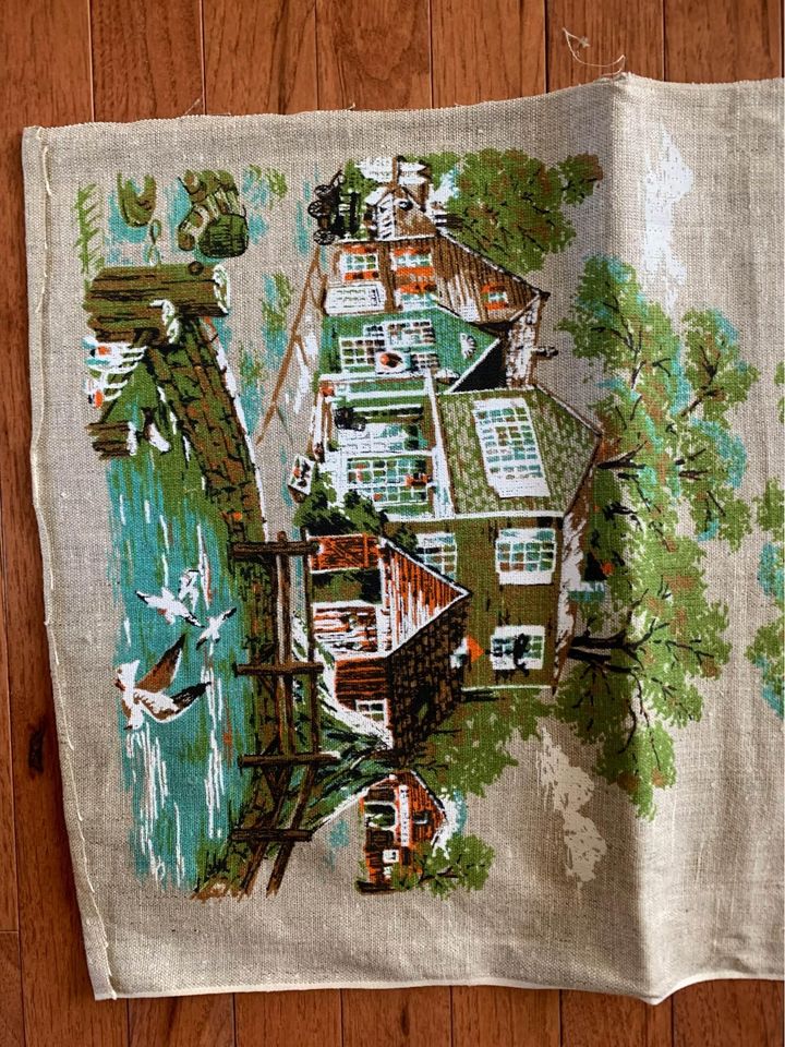 Vintage linen seaside house towel