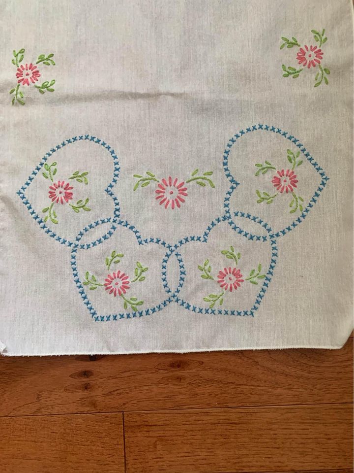 Hand embroidered Heart table runner