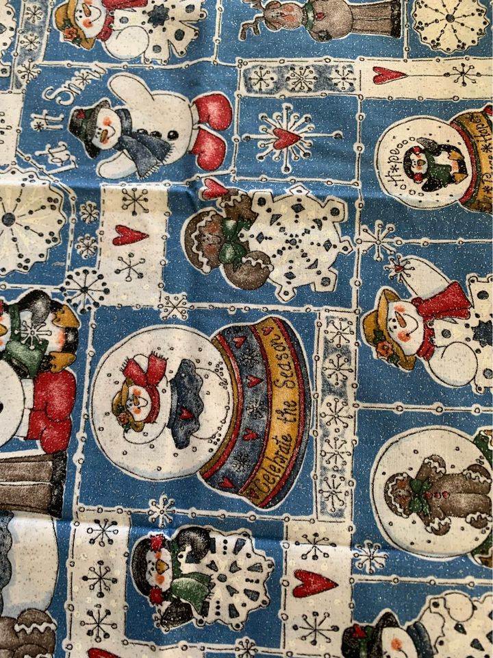 Handmade Snowman Glitter table runner 12.5” x 42”