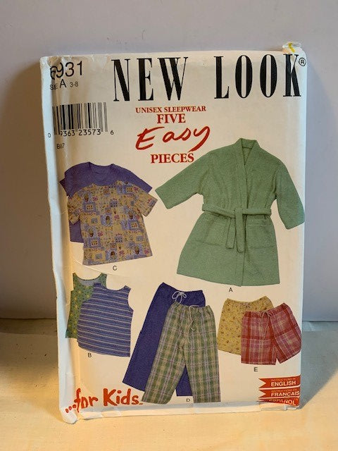 New Look Children sleepwear pattern sz 3 to 8 6931 - uncut