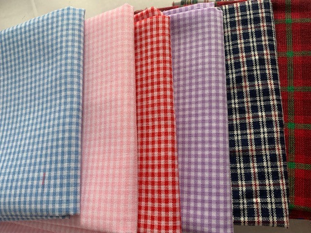 Quilt Cotton Gingham & Plaid Fat Quarter Fabric set #388