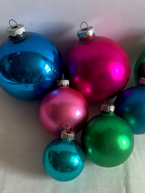 Vintage Shiny Brite glass ball ornaments set #2