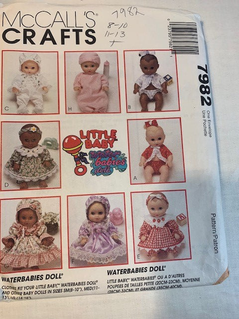 McCall's Water Babies Doll Clothes Pattern 7982