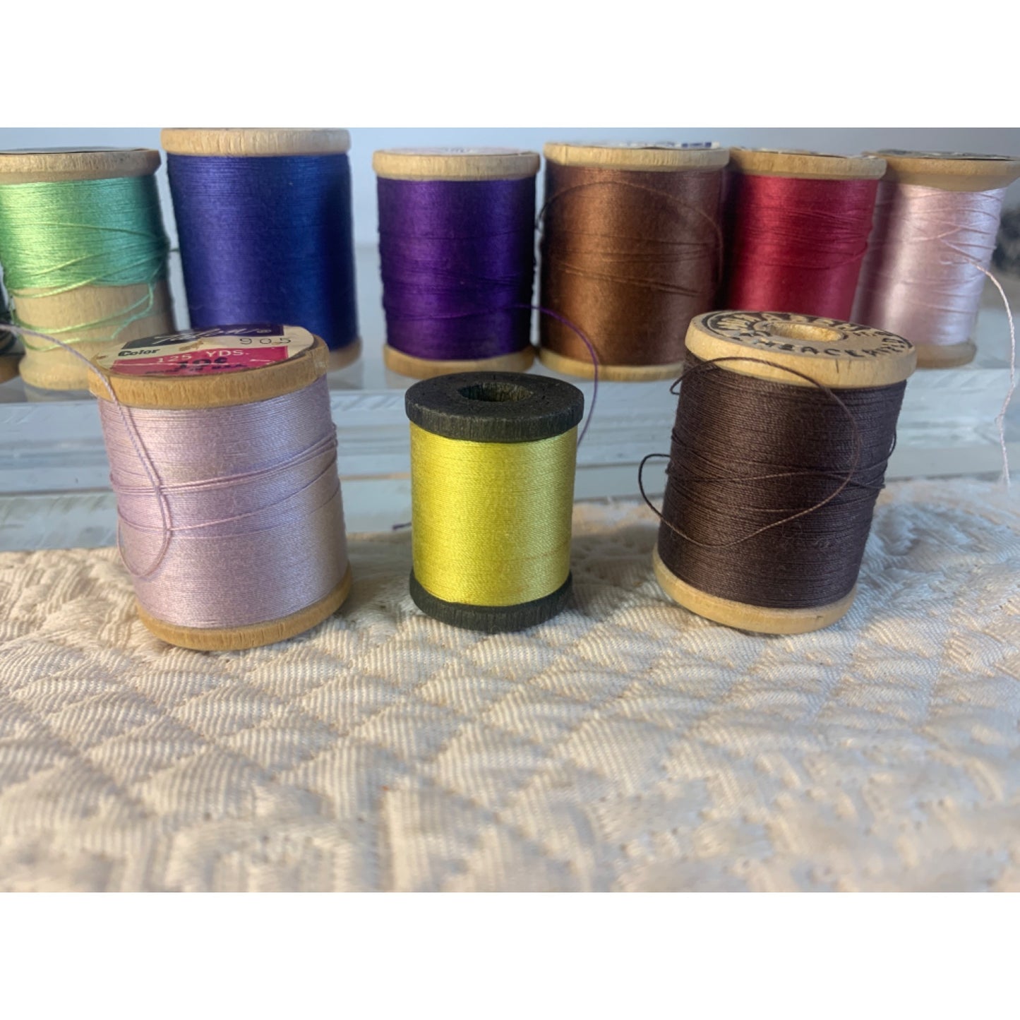 Vintage Sewing Thread wood spools set of 10 #20