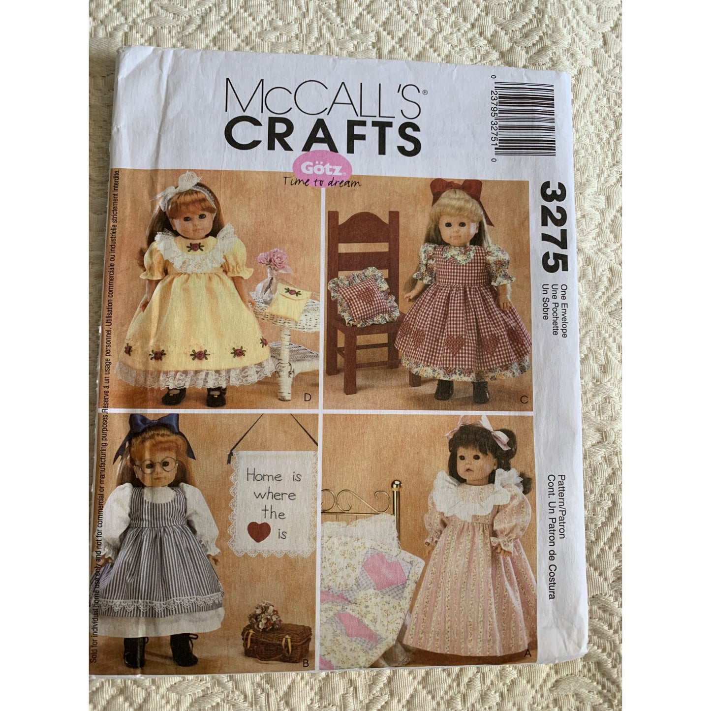 McCalls 18 inch doll clothes pattern 3275 - uncut