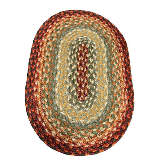 Handwoven Braided Oval Table Mat - Rustic Multicolor Decor - 15" x 10"