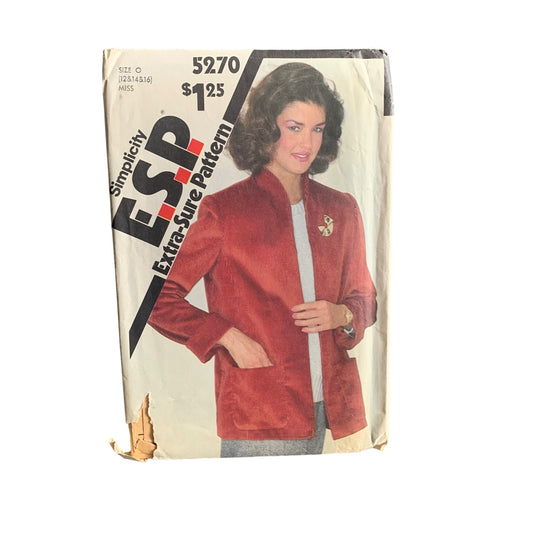 Simplicity E.S.P. Sew Pattern 5270 Misses Jacket Size 14-16 uncut