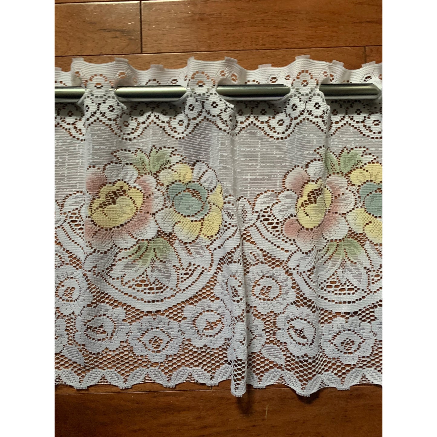 Blue Yellow Pink Rose Lace curtain Valance 13x58