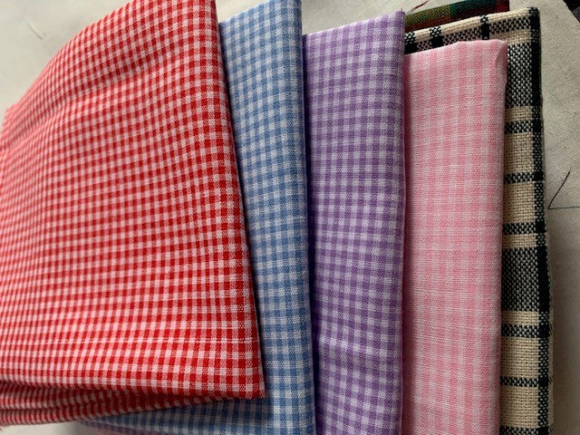 Quilt Cotton Gingham & Plaid Fat Quarter Fabric set #385