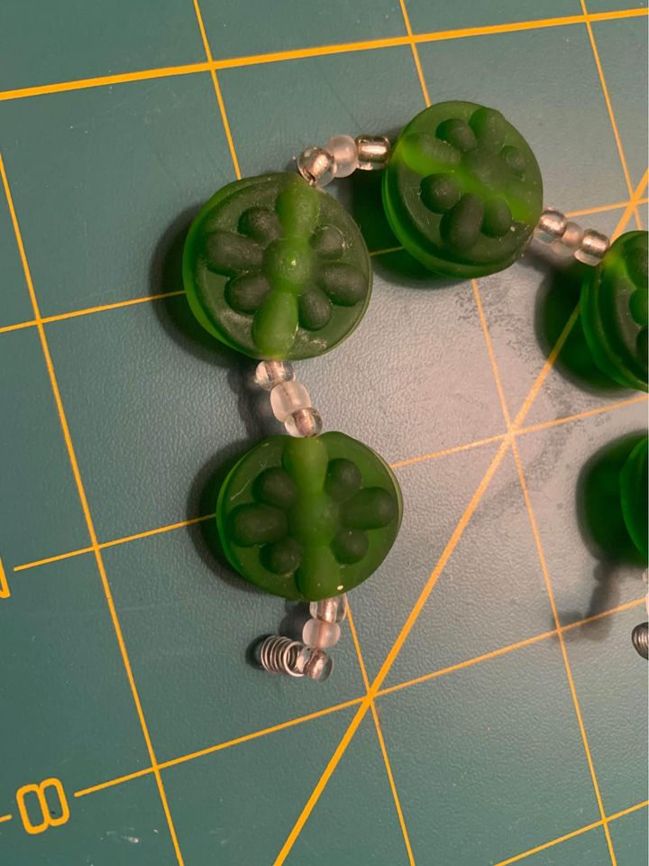 Handmade frosted green Glass Lampwork Beads