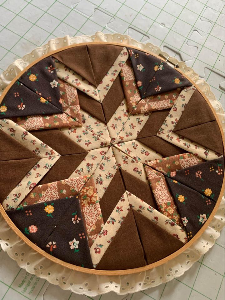 Handmade Folded Quilt Star Hoop