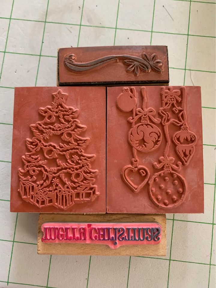 Christmas Tree Ornaments Rubber Stamp Set #21