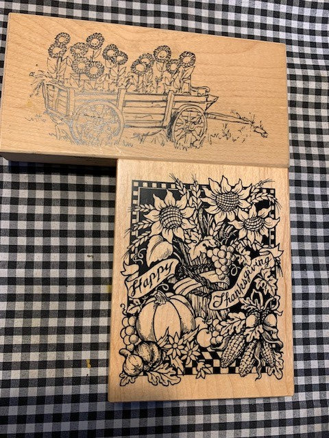 Sunflower Wagon Rubber Stamp Set #25