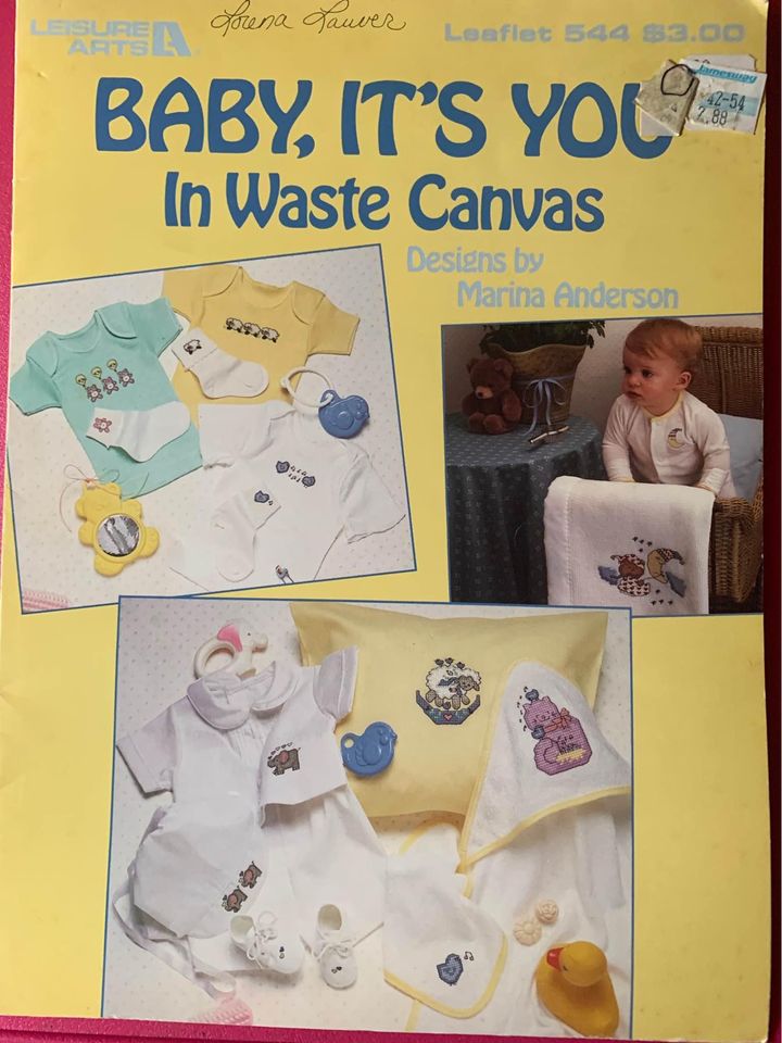 Leisure Arts Baby It’s You In Waste Canvas Cross Stitch Designs By Marina Anderson Book