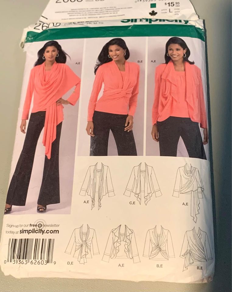 Simplicity Misses Blouse Pattern 2603 Sz M, L, XL - Uncut