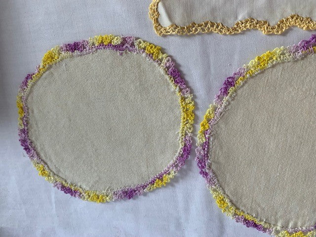 Vintage hand embroidered and crocheted doilies set #46H