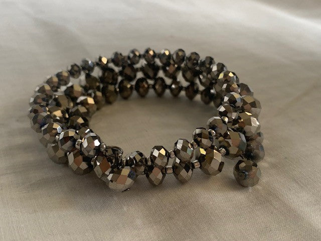 Black beaded wire wrap bracelet