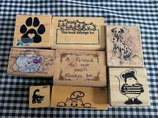 Dog & cat rubber stamp set #38