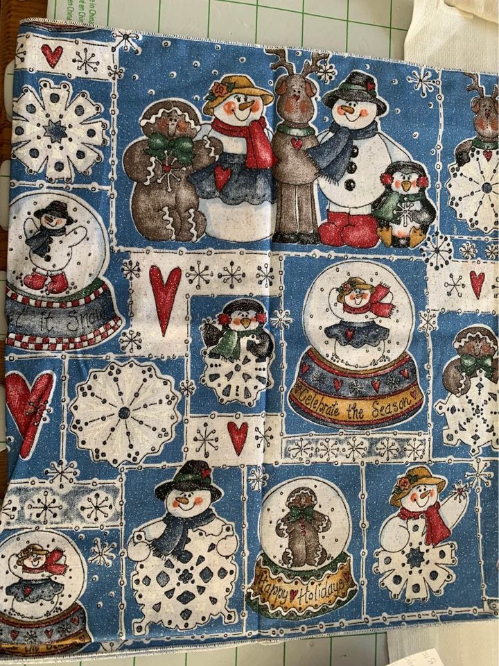 Handmade Snowman Glitter table runner 12.5” x 42”