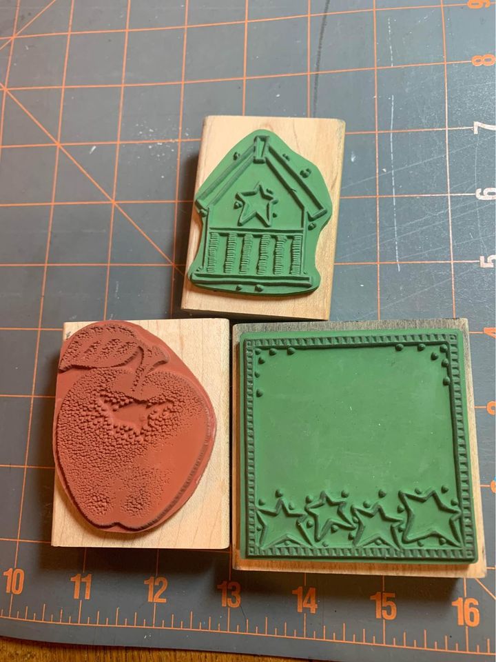 Starbox Star house and apple rubber stamp set #3