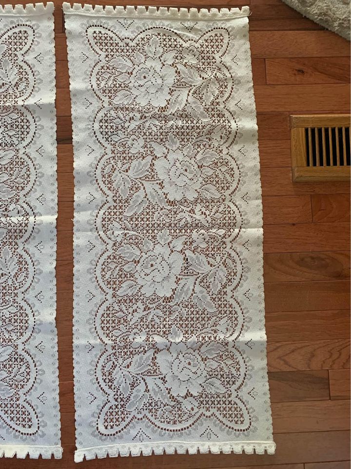 Vintage Doily Table Runner Set of 2 15”x35” #22t