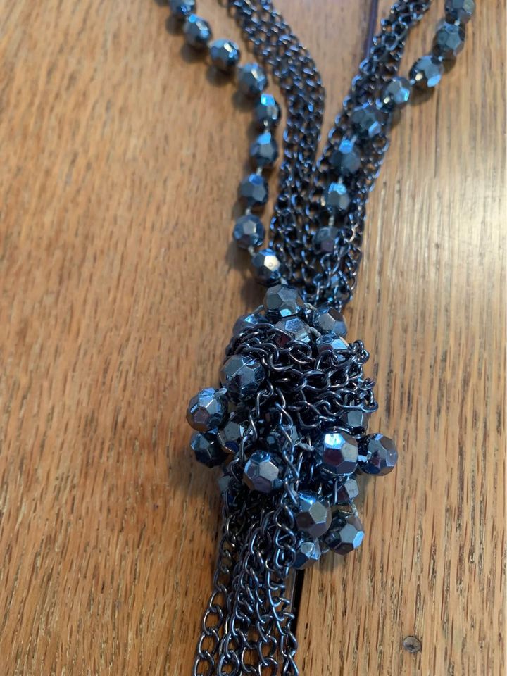 Black beaded necklace 48"