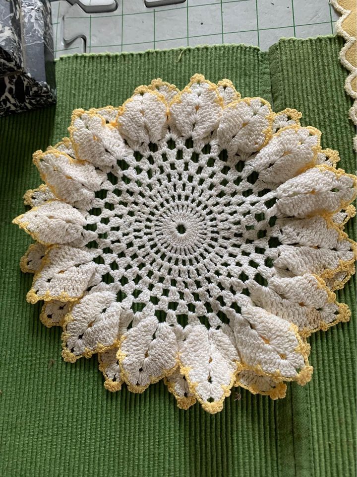 Vintage Yellow Doilies Set of 2 #15c