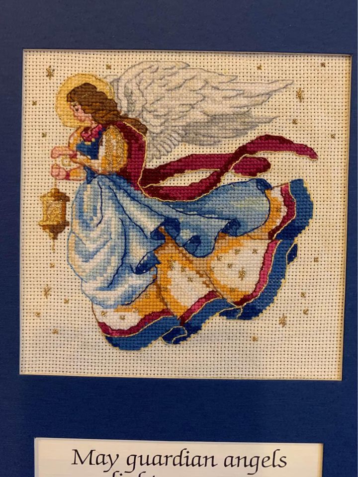 Vintage Angels Light Your Way Framed Cross Stitch Picture