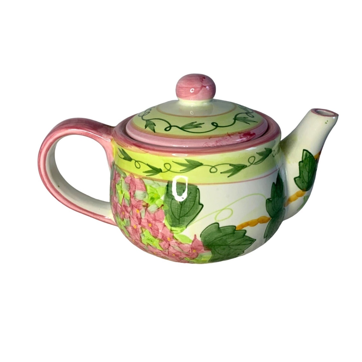 Pink Hydrangea flower teapot