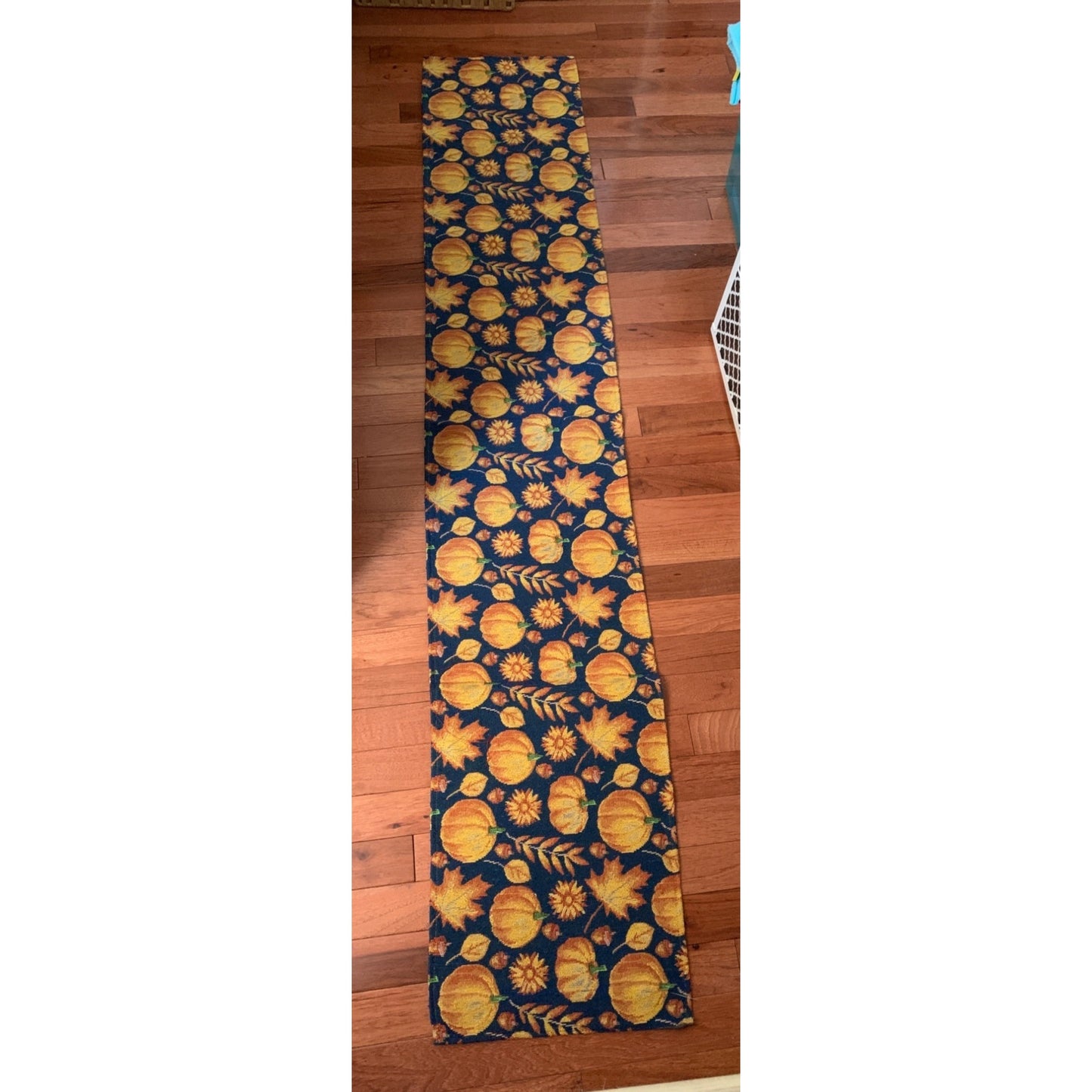 Fall Pumpkin and Leaves Tapestry Table Runner 12x70