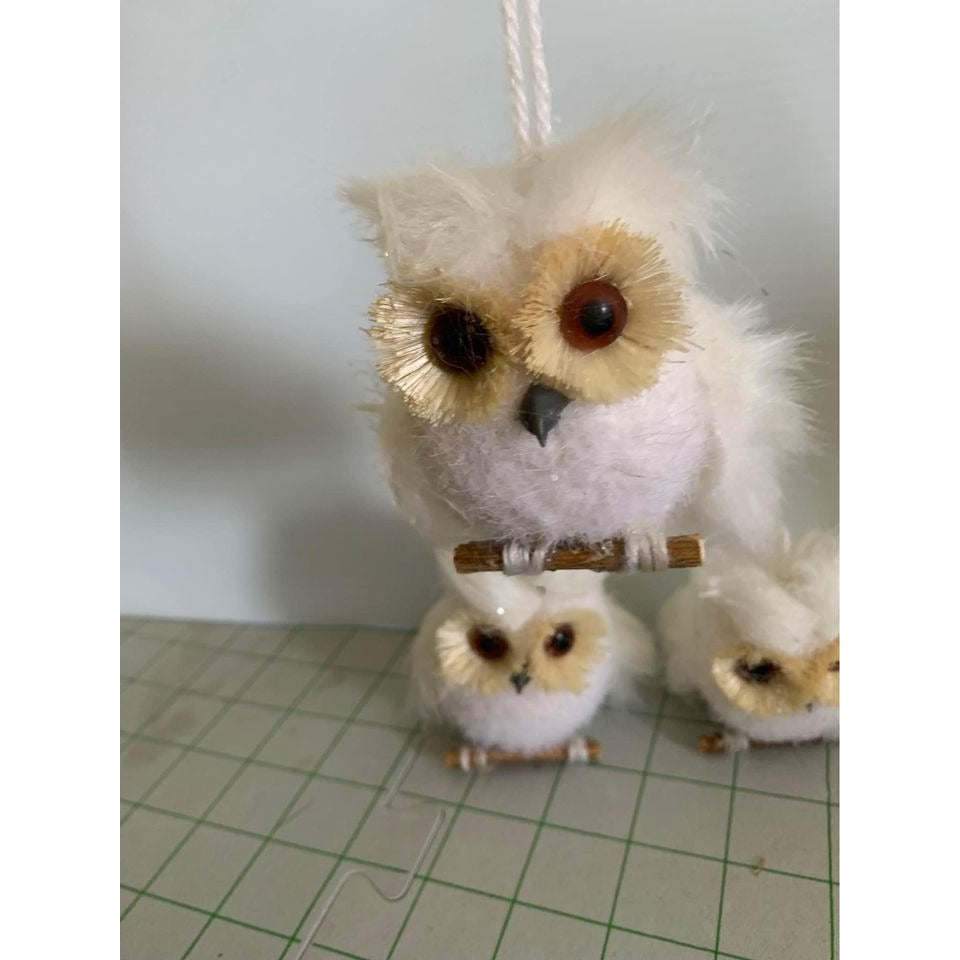 White Owl Ornaments Set of 3