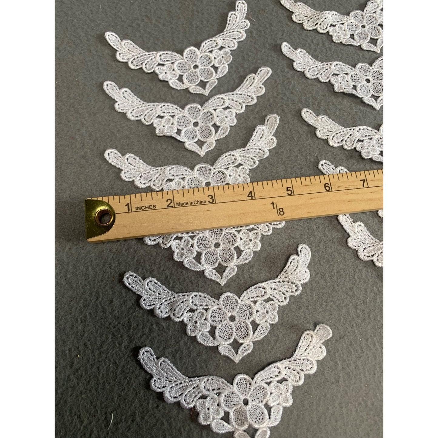 11 Pieces White Floral Embroidered Lace Applique Trim 5" x 1.5" DIY Sewing Craft Supplies